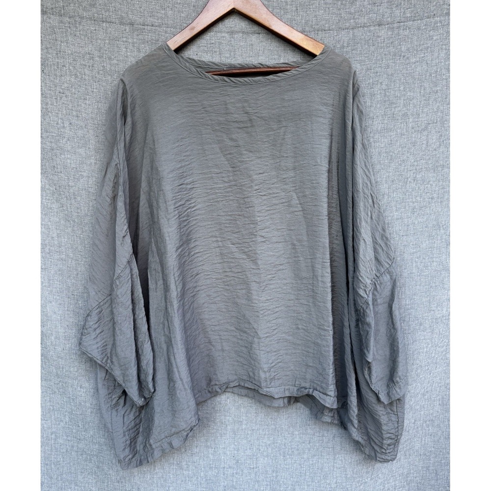 Cut Loose Women's Oversized Lagenlook Crinkle Grey Tunic Shirt OS